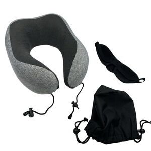 Ultimate Comfort on the Go: Memory Foam‎ Travel Pillow with Sleep Mask & Bag!